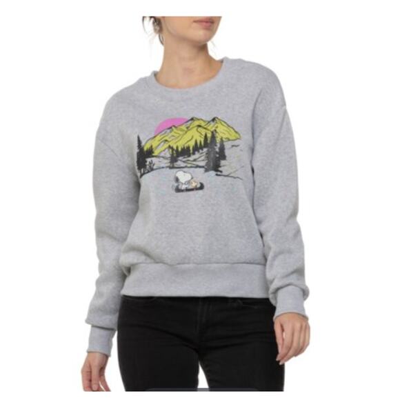 Peanuts Snoopy Canoe Graphic Sweatshirt Womens Size Large Gray - Picture 1 of 5